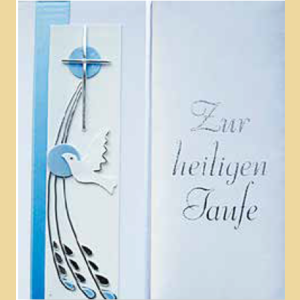 Taufbrief Taufe mit Kreuz blau