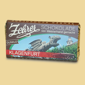 Zehrer Klagenfurt Lindwurmschokolade Haselnussnougat Edelbitter