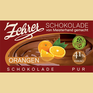 Zehrer Zuckerfreie Orangen Vollmilchschokolade 41%