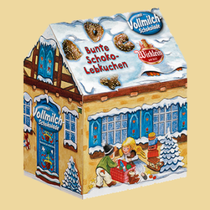 Winterhäuschen mit bunten Schoko Lebkuchen Vollmilch