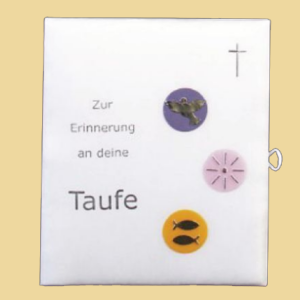 Taufbrief Zur Erinnerung an deine Taufe Taube, Sonne & Fische lila