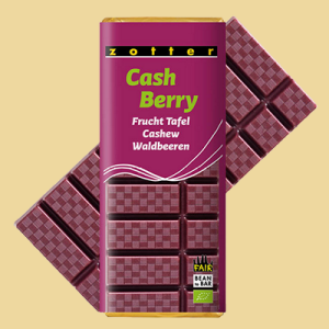 Zotter Cash Berry Cashew Waldbeeren Fruchttafel Schokolade